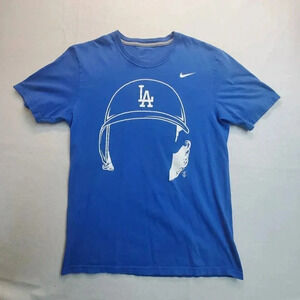 Los Angeles Dodgers Nike Mens Blue Helmet T-Shirt  MLB Short Sleeve Size Medium